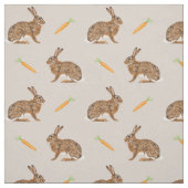 Tissu Easter Spring Hare Bunnies And Carrots On Beige (Échantillon)