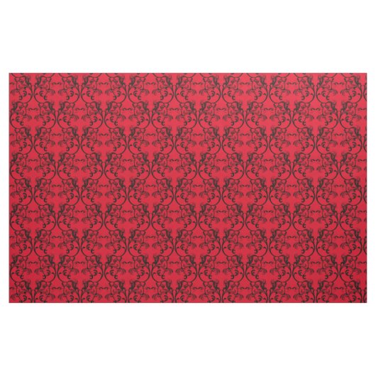 Tissu Ebony Red Parisian Damask Pattern Fabric (Fat Quarter)