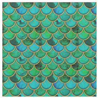 Tissu Echelle verte 3d avec or