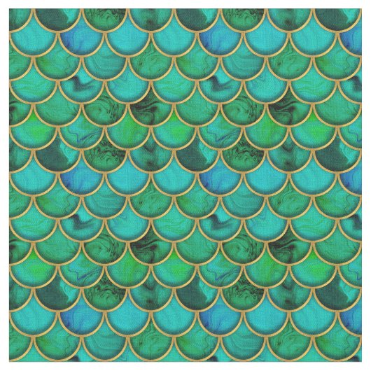 Tissu Echelle verte 3d avec or (Fermer)