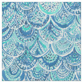 Tissu Échelles bleues de sirène d'aquarelle (Fermer)