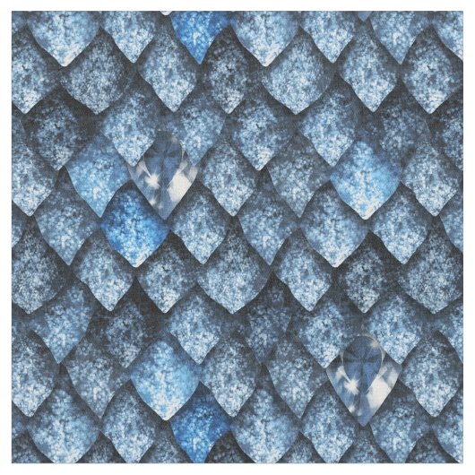 Tissu Échelles de dragon/gemmes bleues (Fermer)