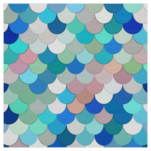 Tissu Échelles de sirène, Aqua, rose de Shell, et cobalt (Échantillon)
