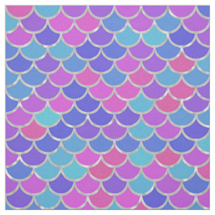 Tissu Échelles de sirène multicolore et argentée