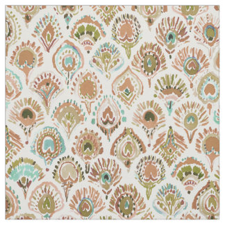 Tissu Échelles et plumes roses de menthe d'or de SIRÈNE