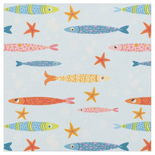 Tissu École de poisson amusant (Fermer)
