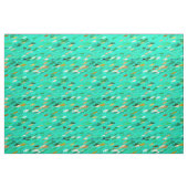 Tissu École de Poisson, Aqua, Vert et Or (Fat Quarter)