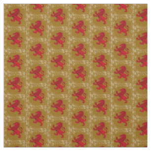 Tissu Écosse, Tache de neige, Lion Rampant rouge, or fon