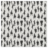 Tissu écriture blanche milieu du siècle 1950 silhouette (Échantillon)