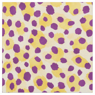 Tissu Écriture chic couleur violet jaune guépard