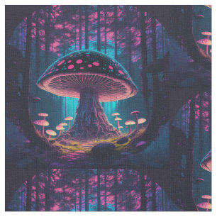 Tissu Eerie Magical Giant Toadstool en forêt, violets,