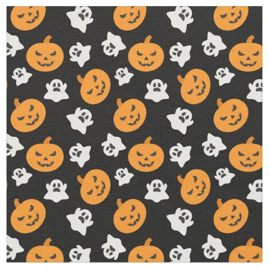 Tissu Éffrayant Halloween Ghosts & Jack-o'-lantern (Fermer)