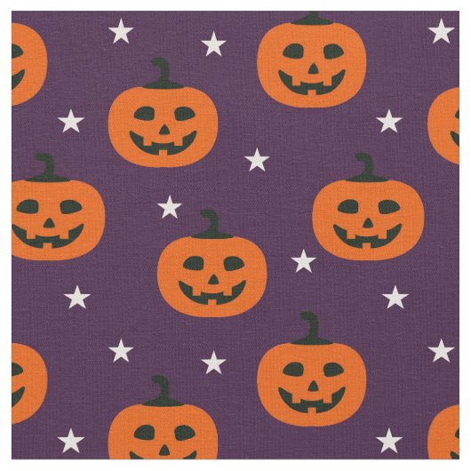 Tissu Éffrayant Halloween Jack O Lanterns & Stars (Fermer)