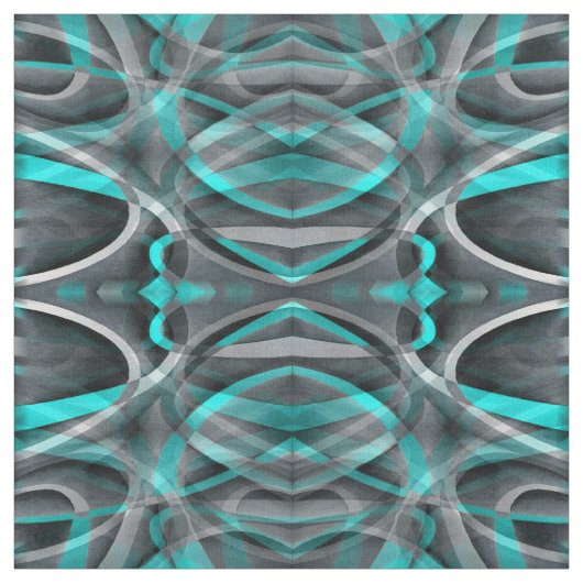 Tissu Eighties Turquoise and Grey Arched Line Pattern (Échantillon)