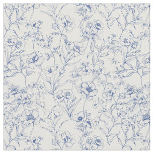 Tissu Élégance vintage intemporelle Bleu motif floral