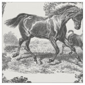 Tissu Elégant Black White Rustic Horses Toile (Fermer)