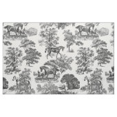 Tissu Elégant Black White Rustic Horses Toile (Fat Quarter)