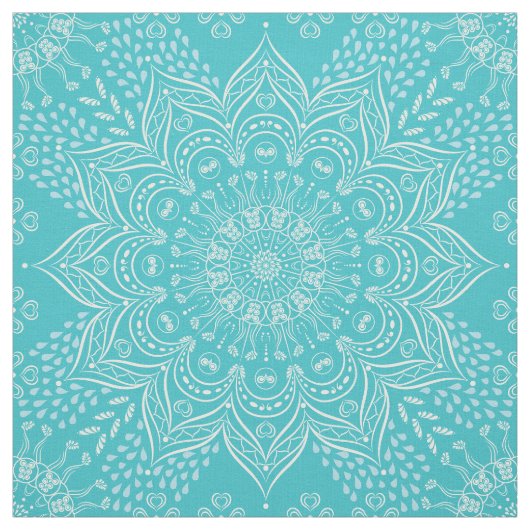 Tissu Elégant Boho Turquoise bleu Mandala (Échantillon)