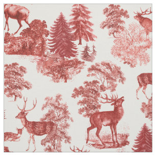 Tissu Elégant bois de cerf de Toile Rouge Vintage