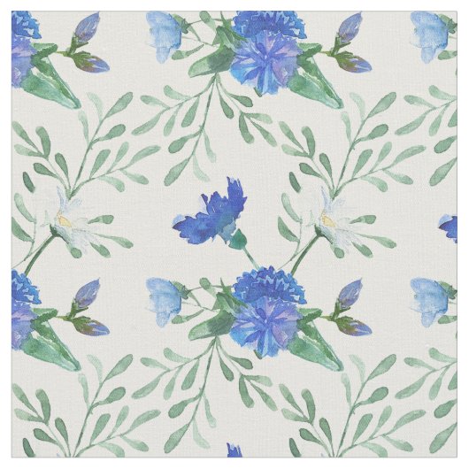 Tissu Élégant cornfleurs aquarelle (Fermer)