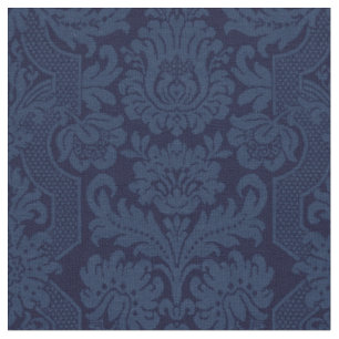 Tissu Élégant Damas victorien bleu orné