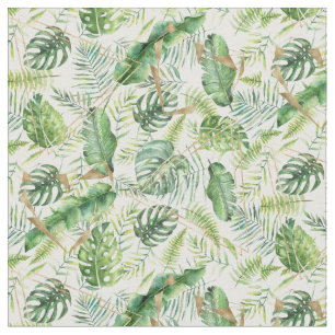 Tissu Elégant Géométrique Or Exotique Tropical Vert