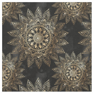 Tissu Elégant Gold Mandala Black Design