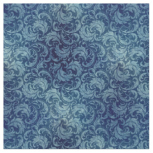 Tissu Elégant motif de Damas Vintage bleu