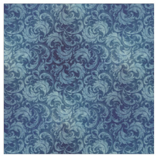 Tissu Elégant motif de Damas Vintage bleu