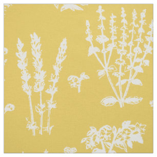Tissu Élégant Motif de jardin de plantes jaunes blanches