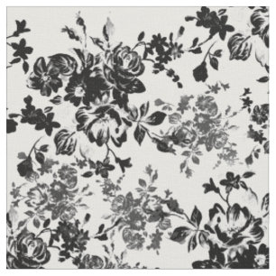Tissu Élégant motif floral noir vintage et chic