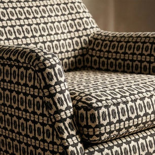 Tissu Élégant Motif géométrique classique noir et beige