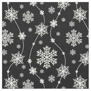 Tissu Élégant Motif noir et blanc hivernal