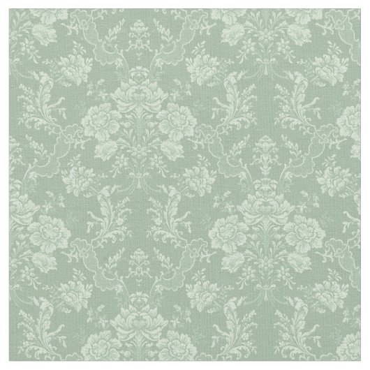 Tissu Élégant Romantique Chic Floral Damask-Sage Vert (Fermer)