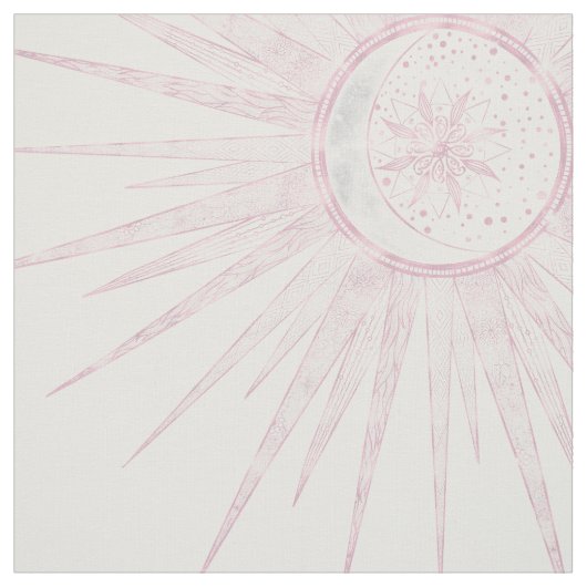 Tissu Elégant rose Sun Moon Doodle Mandala White Design (Échantillon)