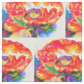 Tissu Elégante aquarelle rouge florale (Fermer)