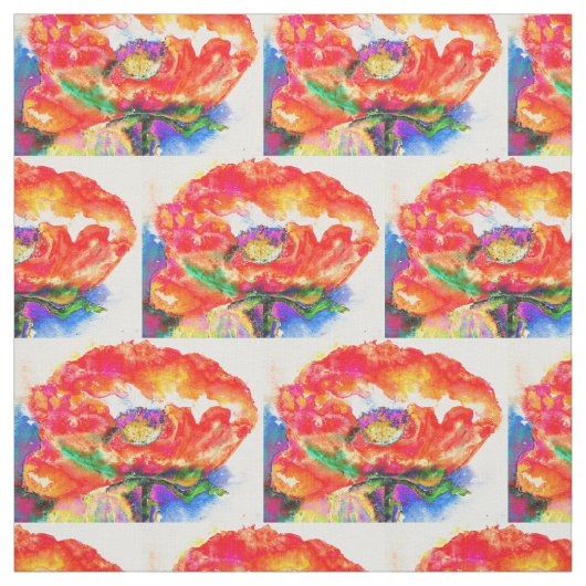 Tissu Elégante aquarelle rouge florale (Échantillon)