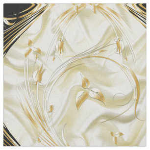 Tissu Elégante Chamvolet soie et or fleurs abstraites