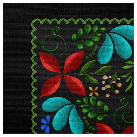 Tissu Élégante Flore populaire latine | Noir (Échantillon)