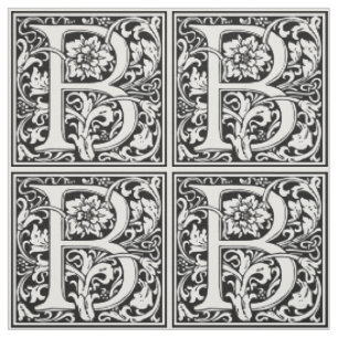 Tissu Élégante lettre Vintage florale B Monogramme