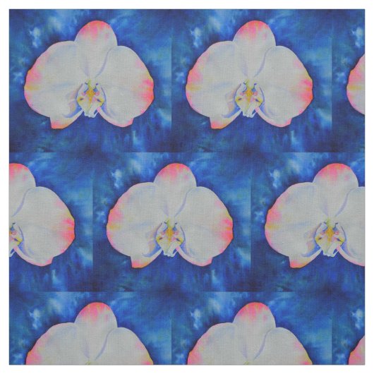 Tissu Elégante peinture d'orchidée rose blanche (Échantillon)