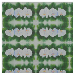 Tissu Elégante peinture d'orchidée tropicale blanche