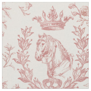 Tissu Elégante toile fleurie Dusty Red Horse Crown