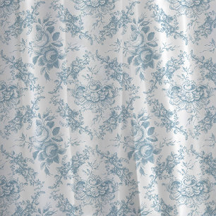Tissu Elégante toile florale blanche et bleue gravée