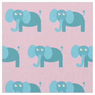 Tissu Élément de nurserie pour bébé éléphant mignon rose