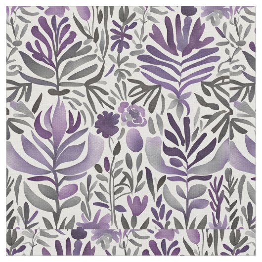 Tissu Éléments botaniques en violet (Fermer)