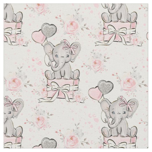 Tissu Eléphant à étincelle rose (Fermer)