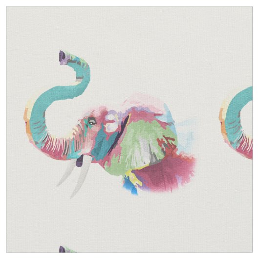 Tissu Eléphant coloré cool tendance (Fermer)