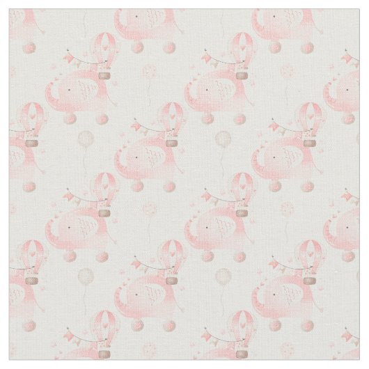 Tissu Eléphant de bébé rose et nuages (Fermer)