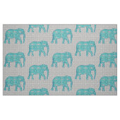 Tissu Éléphant de fleur de mandala - turquoise, gris et (Fat Quarter)